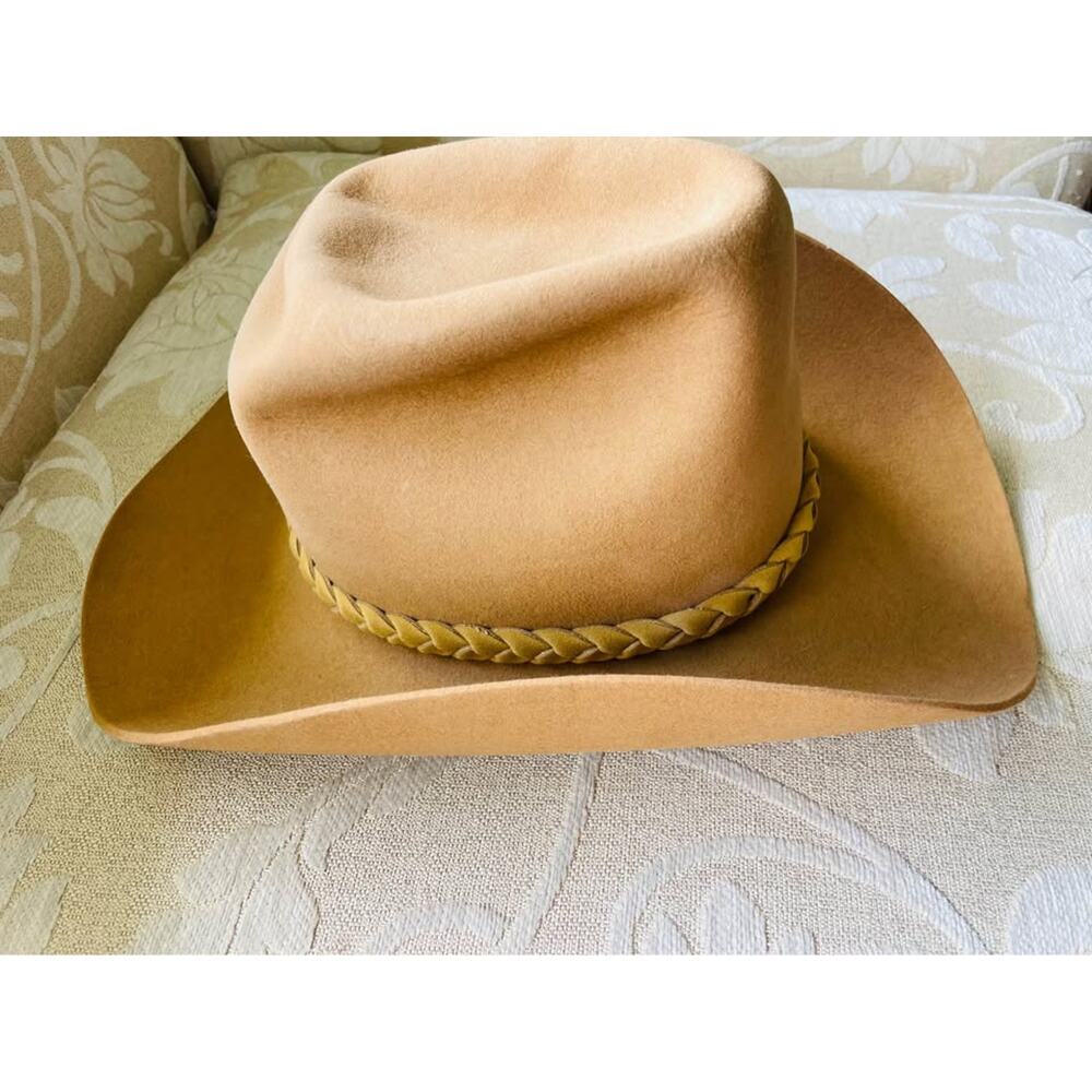 Stetson Tan Cowboy Hat Feather Accent - Picture 10 of 10